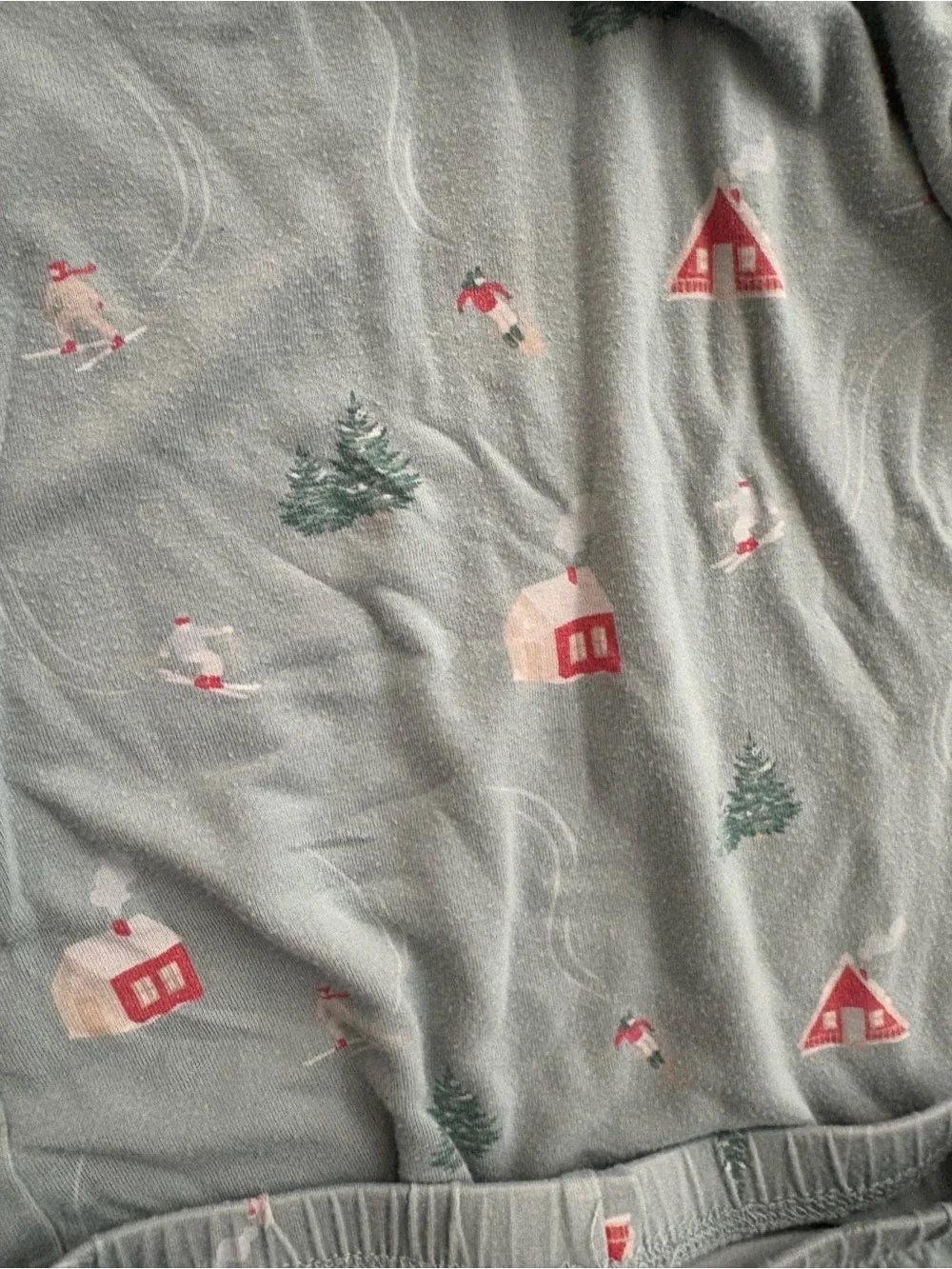 Kyte Baby Bamboo Pajama Set 3T Winter Ski Lodge Print Blue Long Sleeve